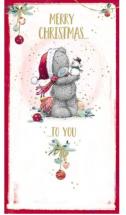 Me to you (Miranda nallar) Julekort Merry Christmas (bamse med snemand) - Me To You